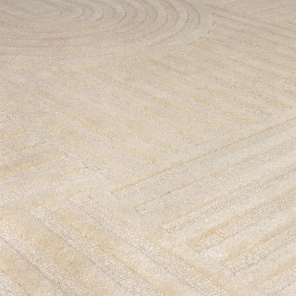 Runner Rug Hand Carved - Cream, Wool