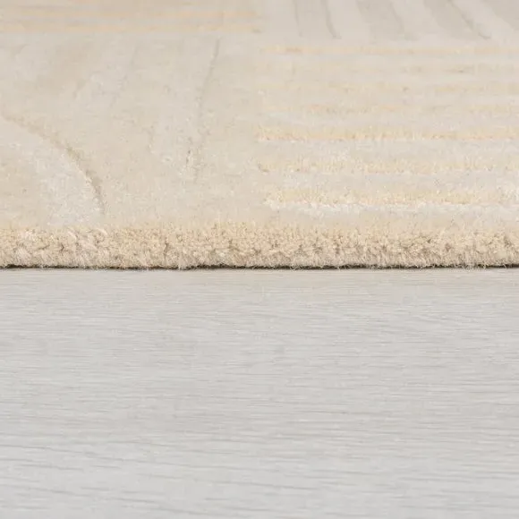 Runner Rug Hand Carved - Cream, Wool