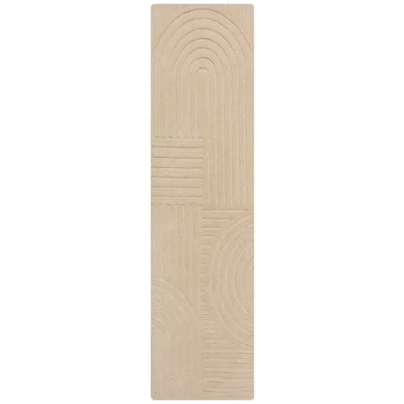 Runner Rug Hand Carved - Cream, Wool
