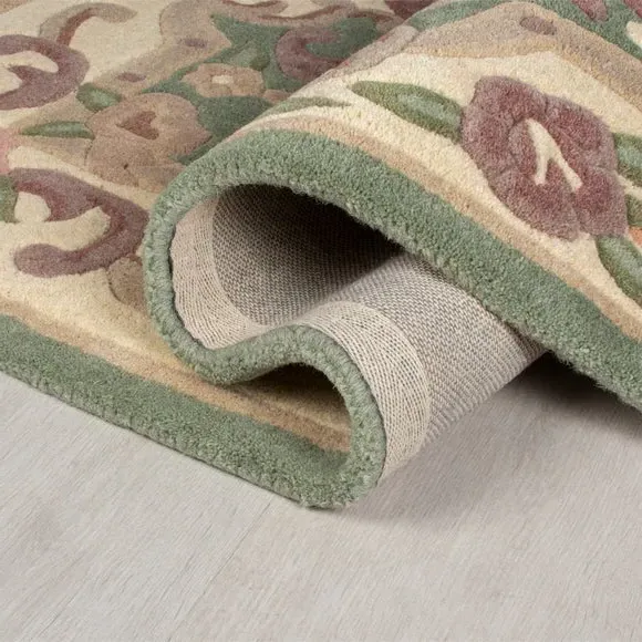 Runner Rug Hand Carved - Green, Wool