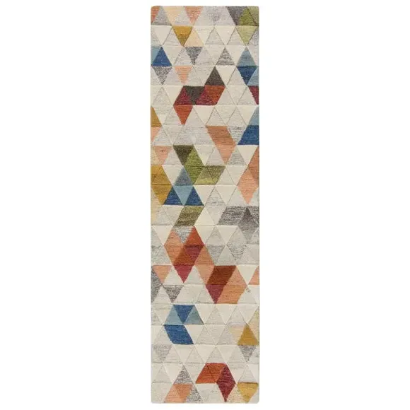 Runner Rug Hand-Carved - Multicolor, Wool