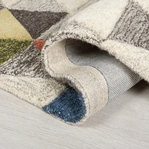 Runner Rug Hand-Carved - Multicolor, Wool