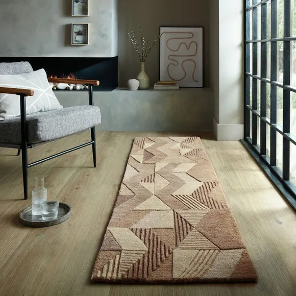 Runner Rug Hand-Carved - Natural, Wool image