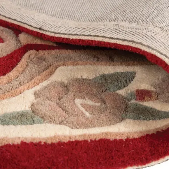 Runner Rug Hand Carved - Red, Wool