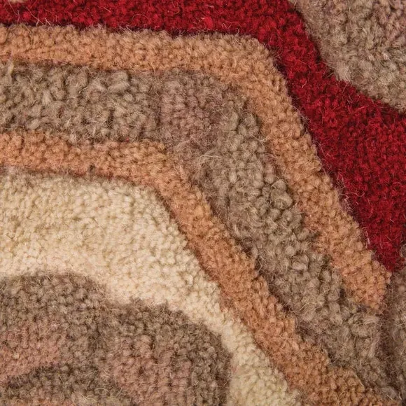 Runner Rug Hand Carved - Red, Wool