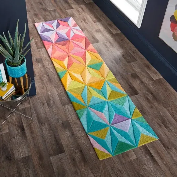 Runner Rug Kaleidoscope Design - Multi, Wool