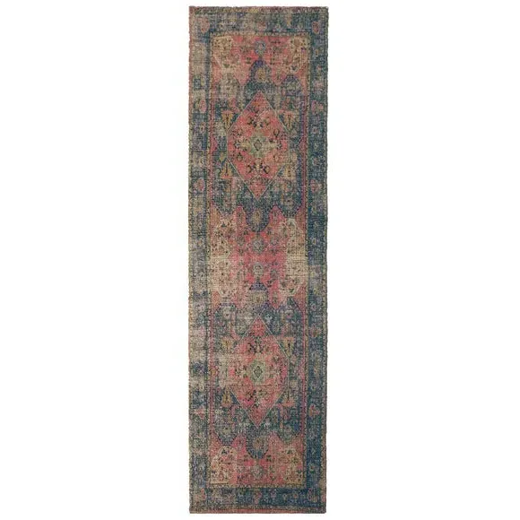 Runner Rug Traditional Design - Pink, Jute