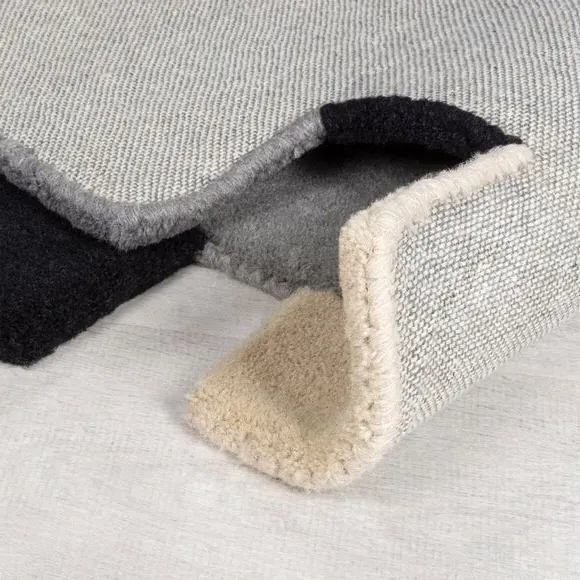 Runner Rug with Abstract Design - Grey, Wool