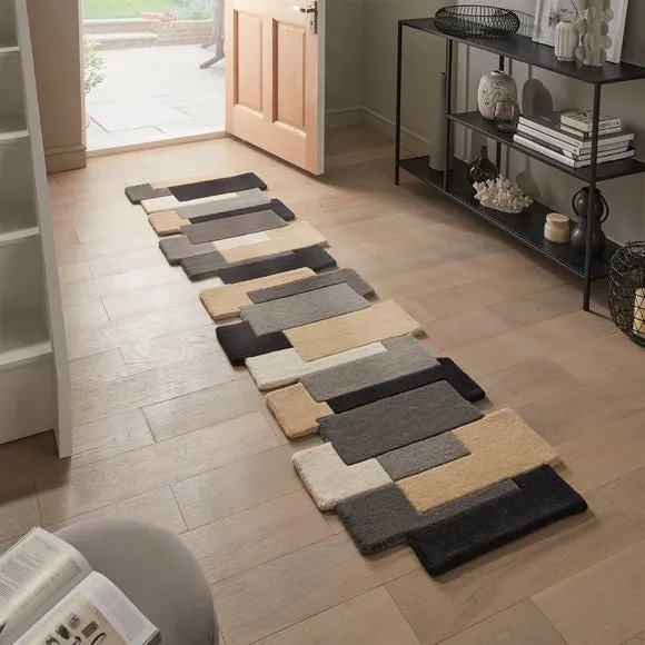 Runner Rug with Abstract Design - Grey, Wool image