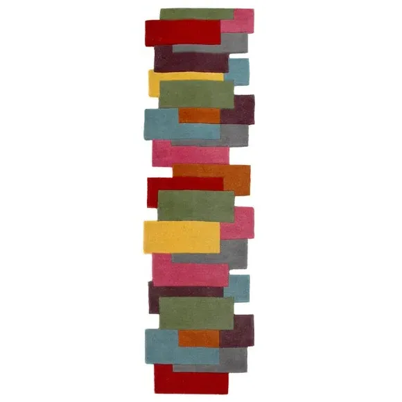 Runner Rug with Abstract Design - Multi, Wool