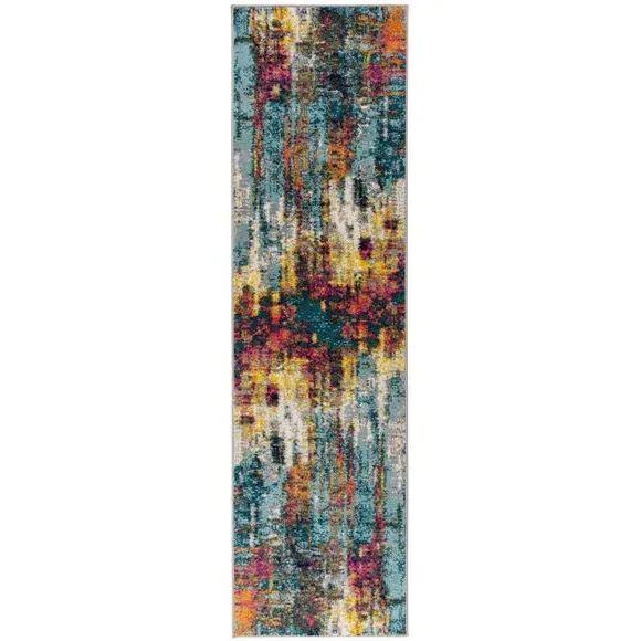Runner Rug with Abstract Design - Multicoloured