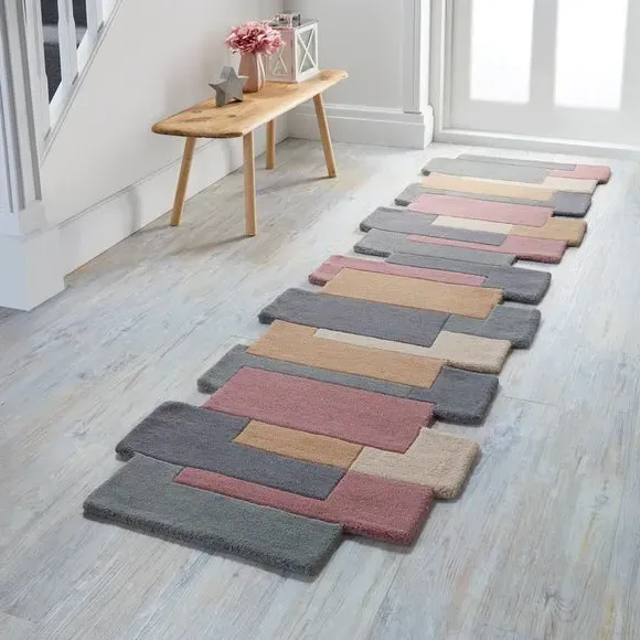Runner Rug with Abstract Design - Pastel, Wool