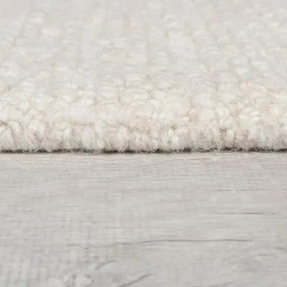 Runner Rug with Boucle Texture - Ivory, Wool