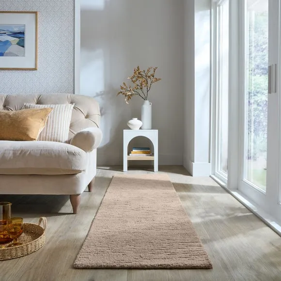 Runner Rug with Boucle Texture - Natural, Wool