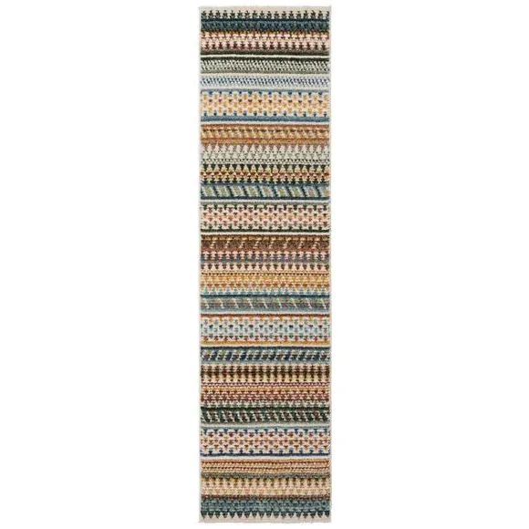 Runner Rug with Fringe - Multicoloured, Polypropylene