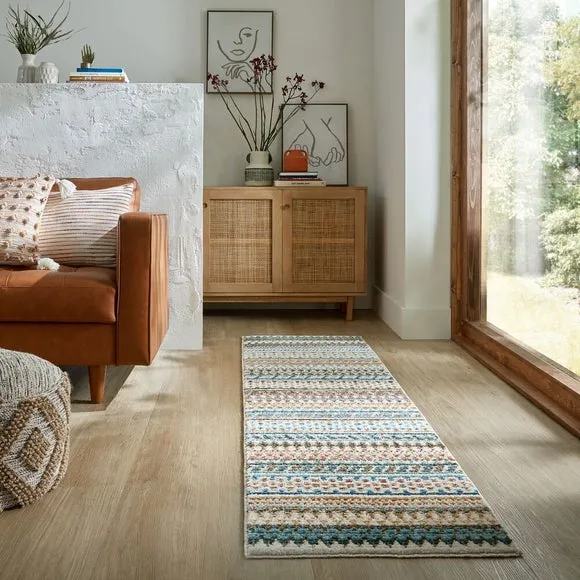 Runner Rug with Fringe - Multicoloured, Polypropylene