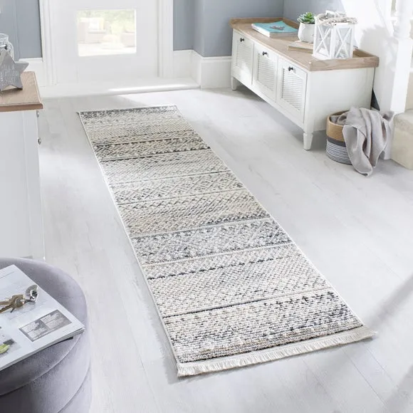 Runner Rug with Fringe - Natural, Polypropylene