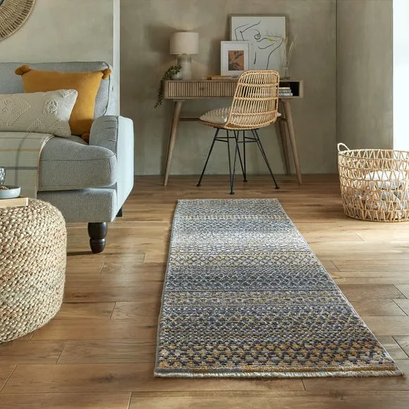 Runner Rug with Fringe - Ochre, Polypropylene