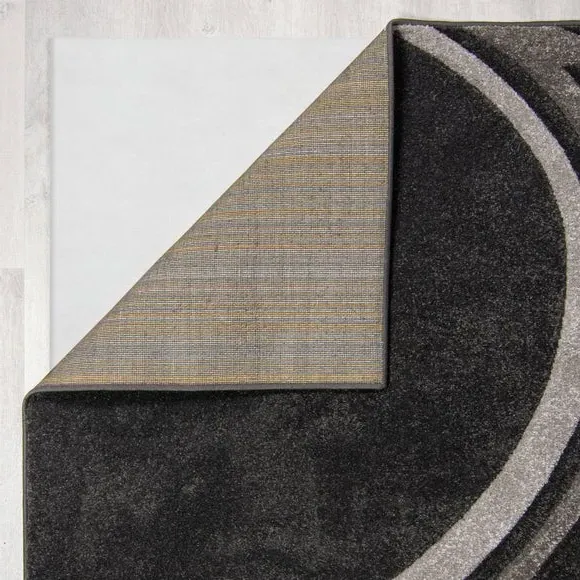 Runner Rug with Hand Carved Design - Black