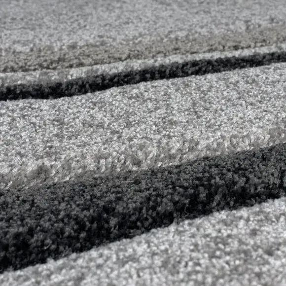 Runner Rug with Hand Carved Design - Charcoal