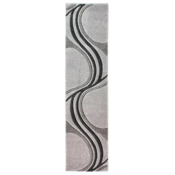 Runner Rug with Hand Carved Design - Charcoal