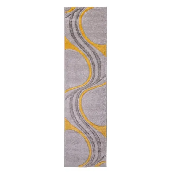 Runner Rug with Hand Carved Design - Ochre