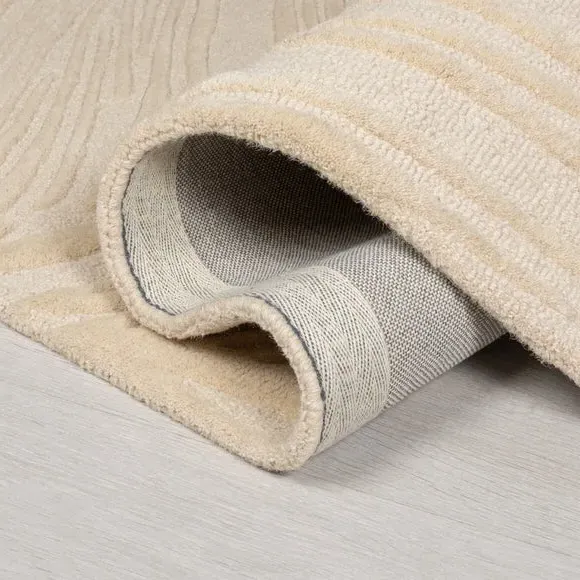 Runner Rug with Leaf Design - Natural, Wool