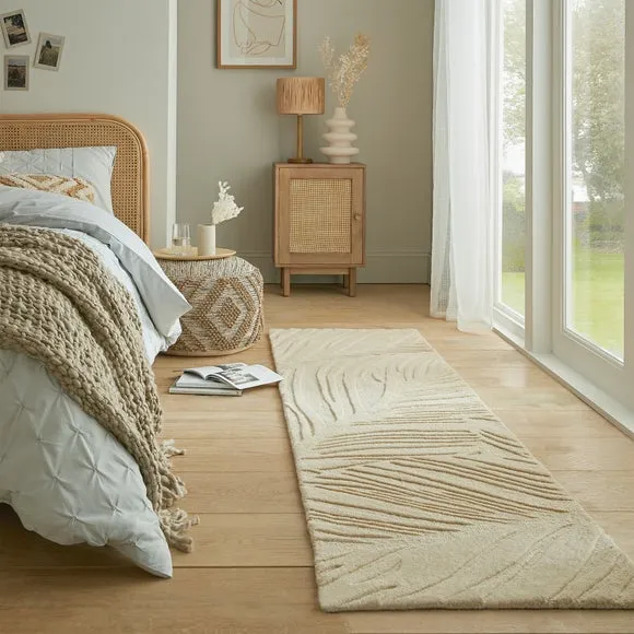 Runner Rug with Leaf Design - Natural, Wool image