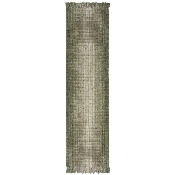 Runner Rug with Ombre Effect - Green, Jute Wool