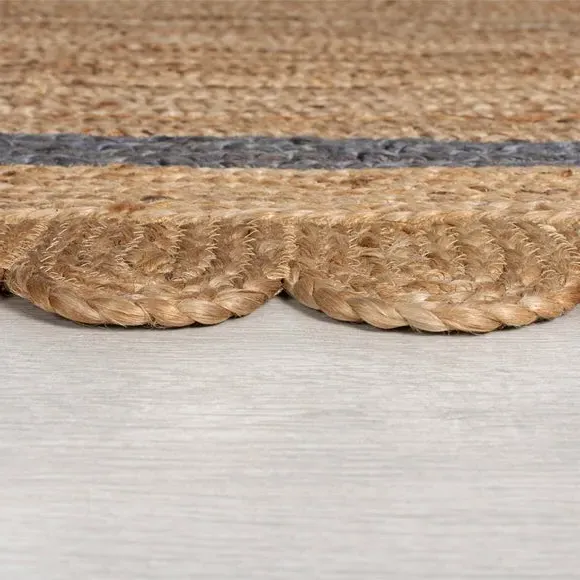 Runner Rug with Scallop Edge - Grey, Jute