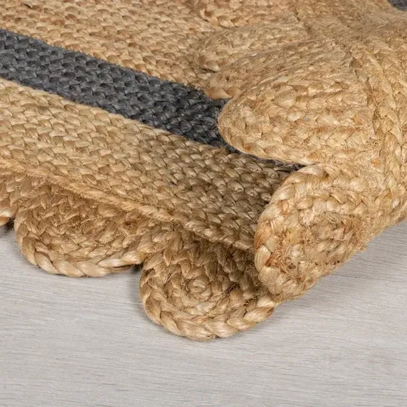 Runner Rug with Scallop Edge - Grey, Jute