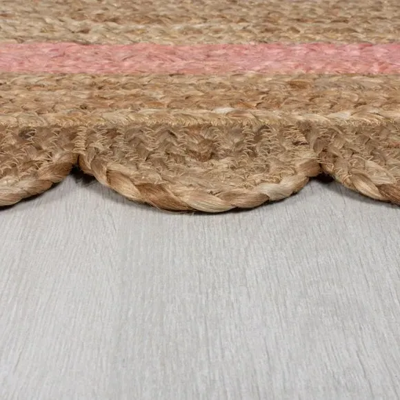 Runner Rug with Scallop Edge - Pink, Jute