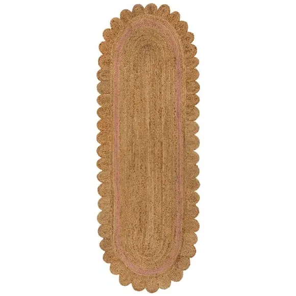 Runner Rug with Scallop Edge - Pink, Jute