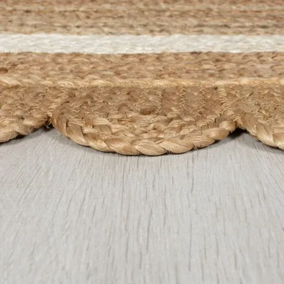 Runner Rug with Scallop Edge - White, Jute