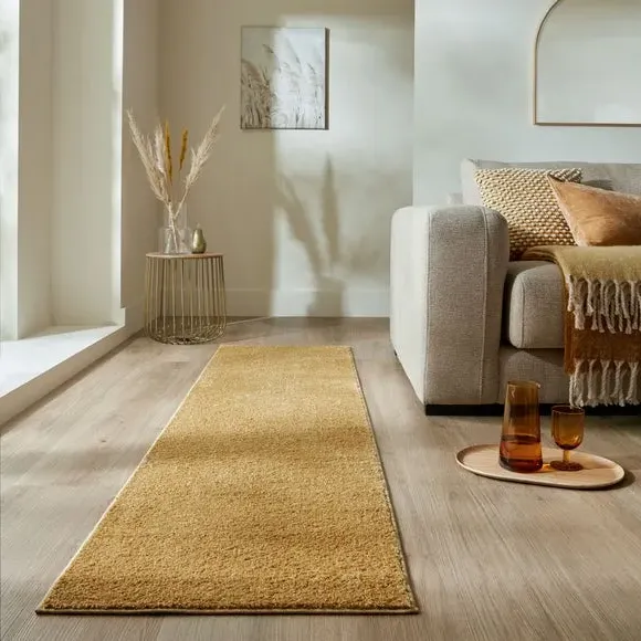 Runner Rug with Soft Pile - Gold, Polyester