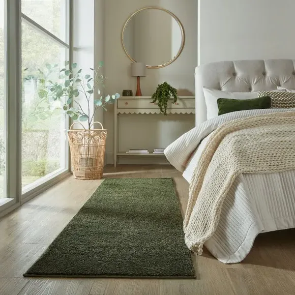 Runner Rug with Soft Pile - Olive, Polyester