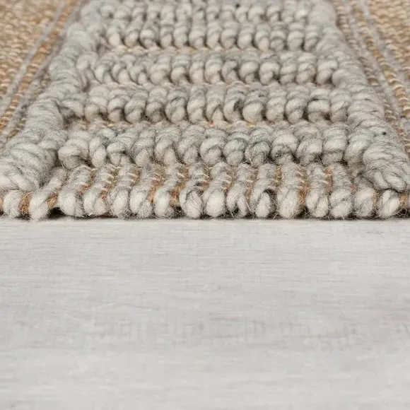 Runner Rug with Tassels - Grey, Jute Blend