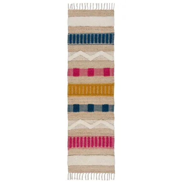 Runner Rug with Tassels - Multi, Jute Blend