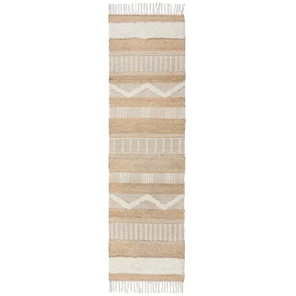 Runner Rug with Tassels - Natural, Jute Blend