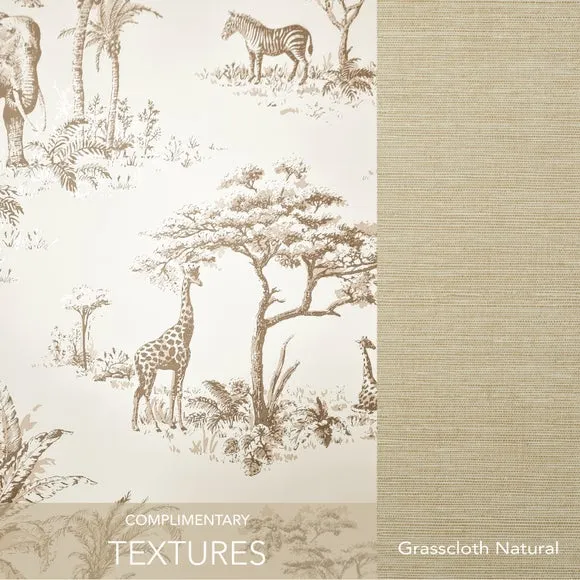 Safari Toile Wallpaper - Gold, Metallic