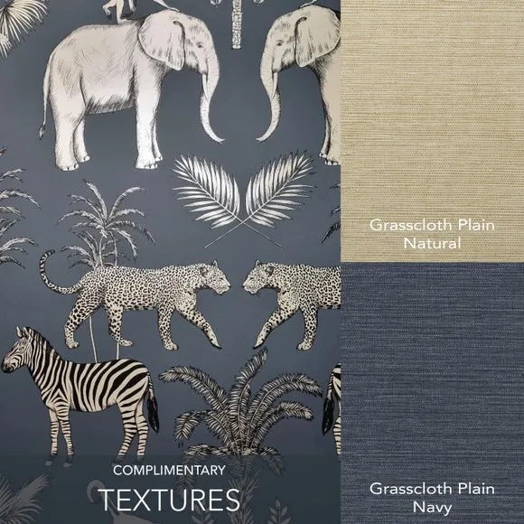Safari Walk Wallpaper - Navy