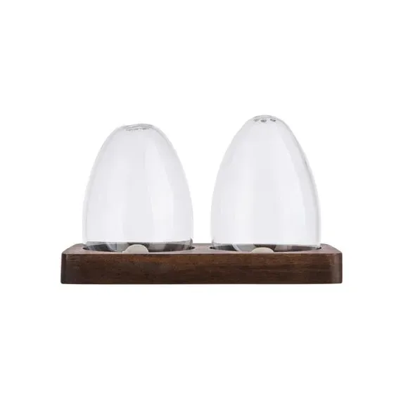 Salt & Pepper Shakers with Tray - Clear, Glass