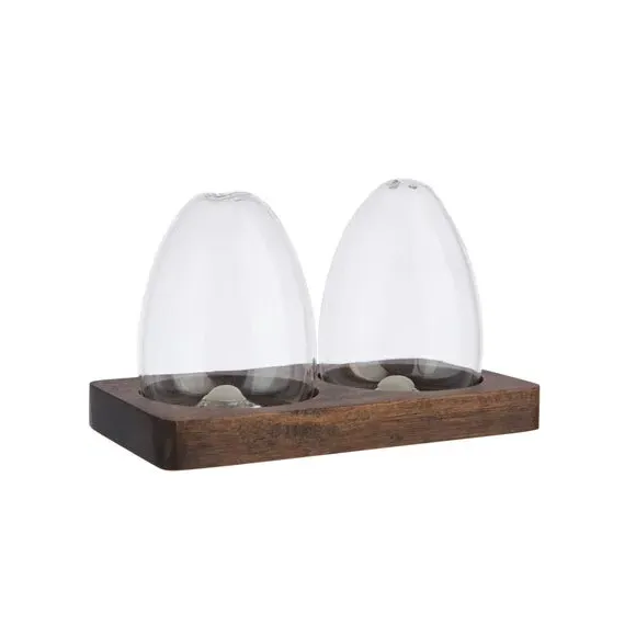 Salt & Pepper Shakers with Tray - Clear, Glass