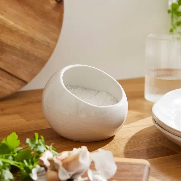 Salt Pig with Organic Edges - White, Stoneware image