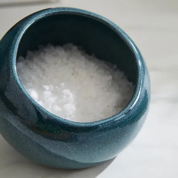 Salt Pig with Reactive Glaze - Blue, Stoneware