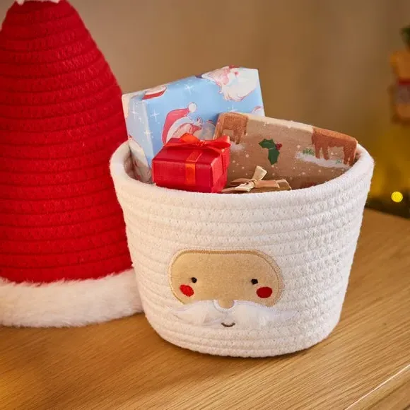 Santa Basket with Lid - Red