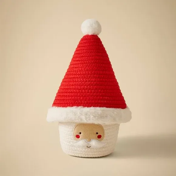 Santa Basket with Lid - Red