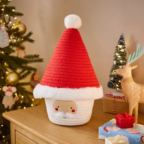 Santa Basket with Lid - Red image
