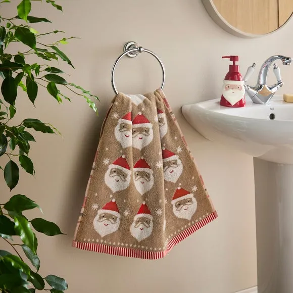 Santa Hand Towel - Brown, Jacquard image