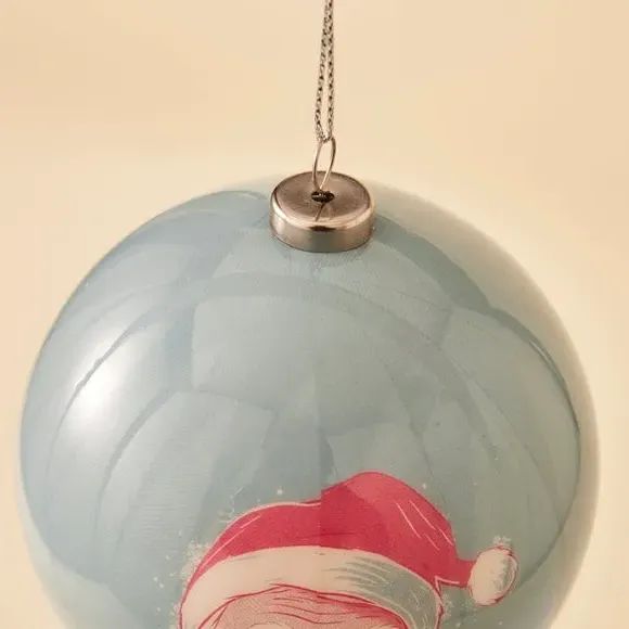 Santa Hanging Decoration - Blue, Decoupage